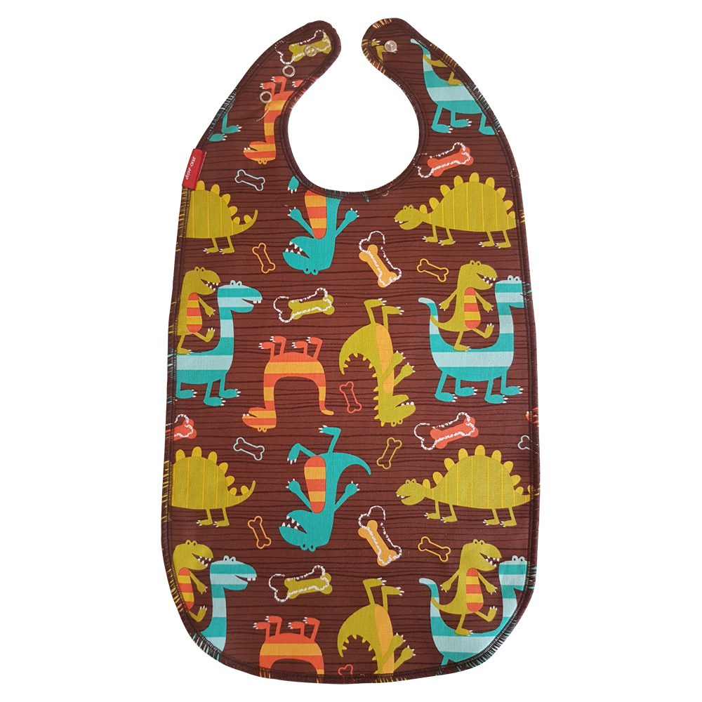 Bib for eating Dino   Brown ZOO design