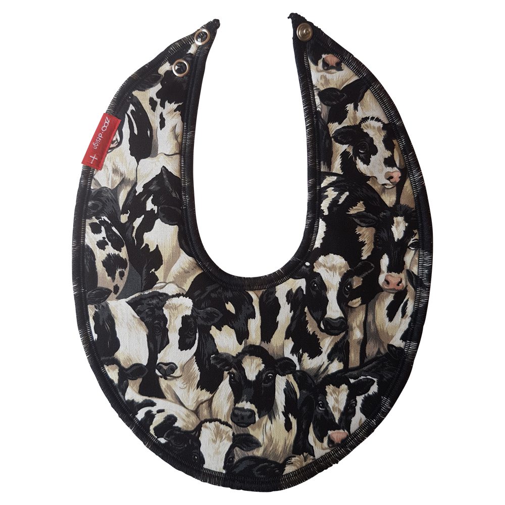 ZOO design Bib for drool .Black cows