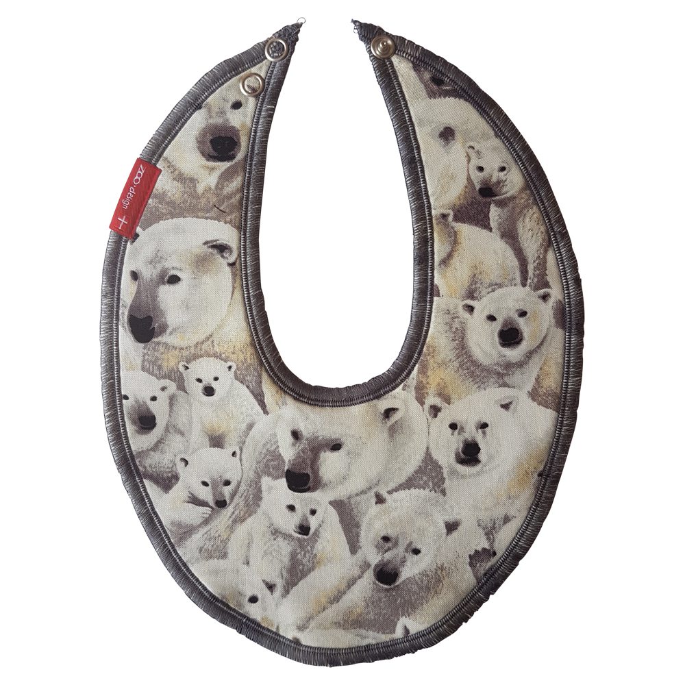 ZOO design Bib for drool Polarbears   grey