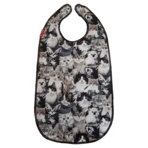 Bib for eating Black and white Cats ZOO design
